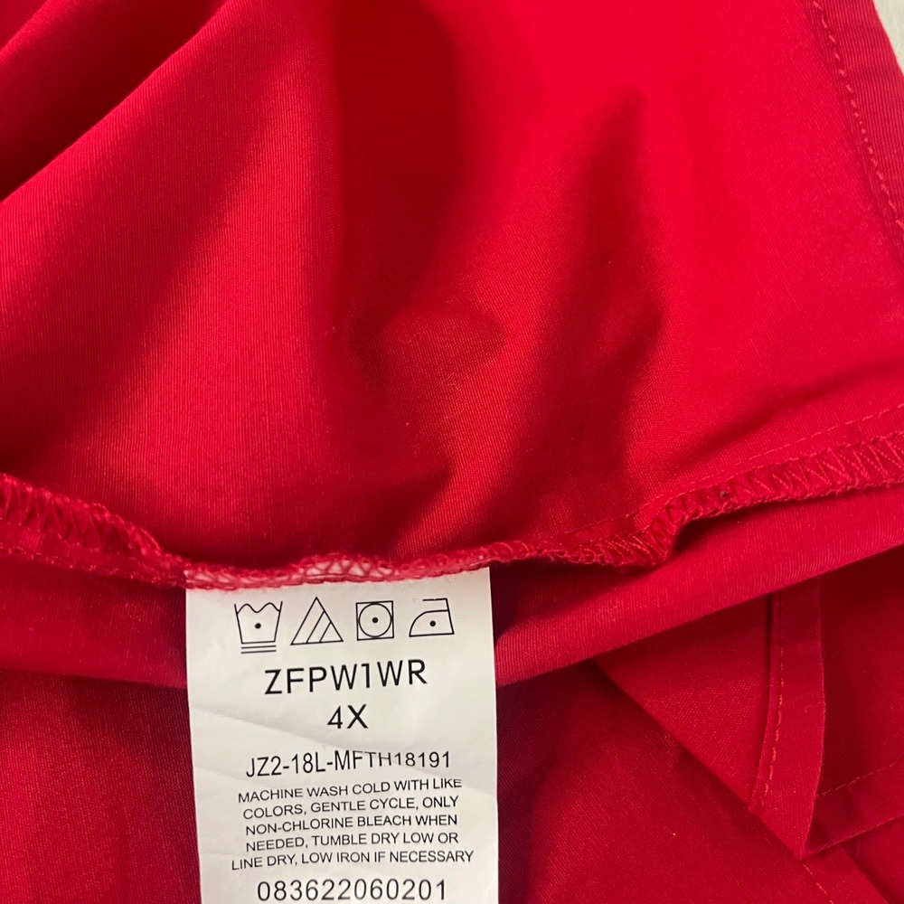 Riders by Lee Indigo Button Down Shirt Womens 4X Red 3/4 Sleeve Easy Care Career - Picture 8 of 8